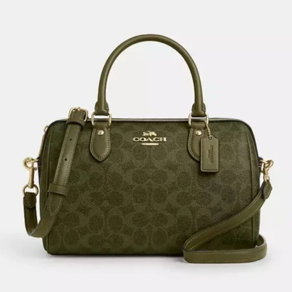 Coach NWT Olive Green Rowan Satchel Bag - Picture 1 of 7
